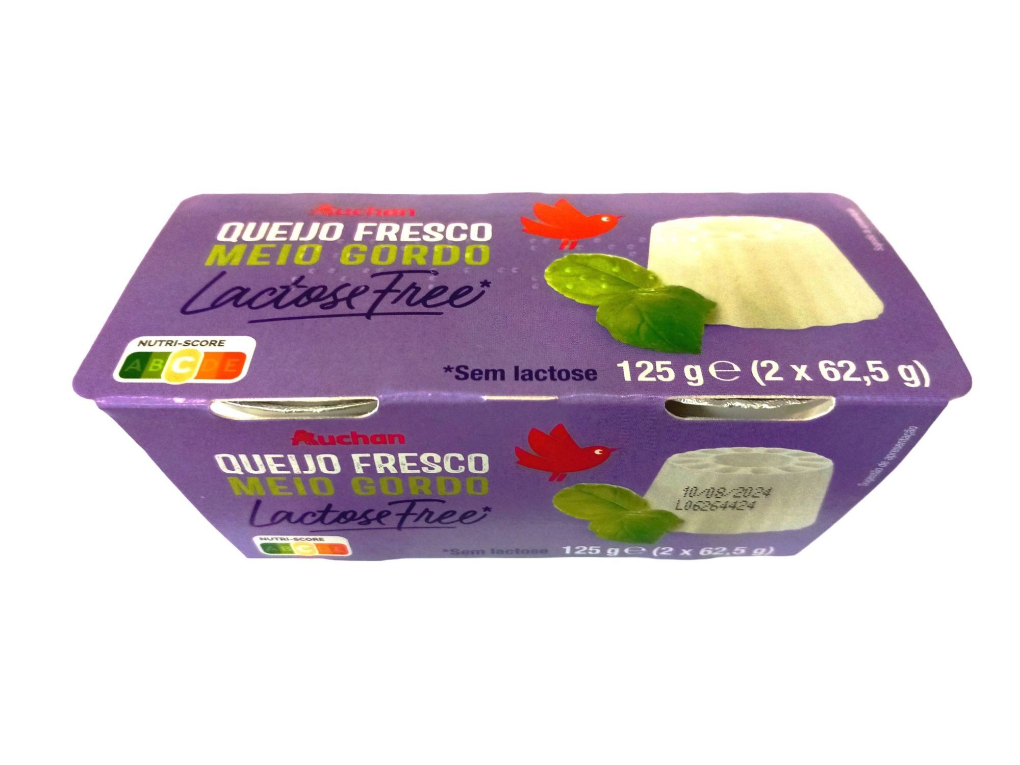 QUEIJO FRESCO AUCHAN MEIO GORDO SEM LACTOSE 2X62.5G