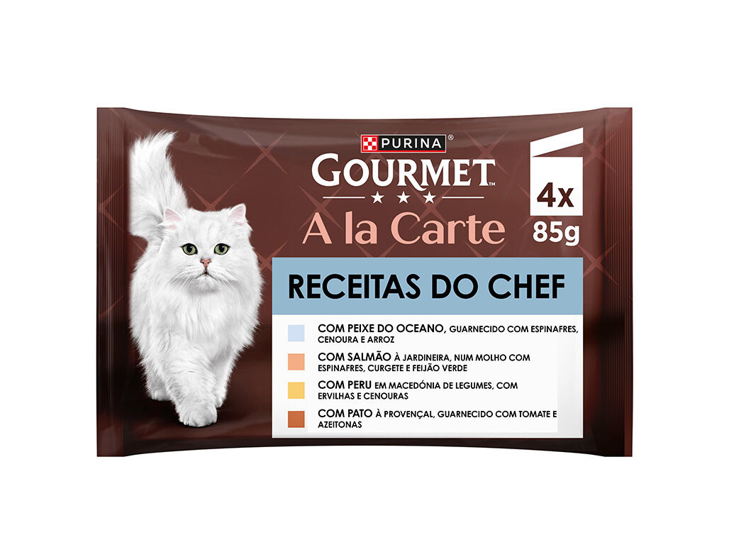 COMIDA H&Uacute;MIDA PARA GATO GOURMET A LA CARTE COM PEIXE 4X85G