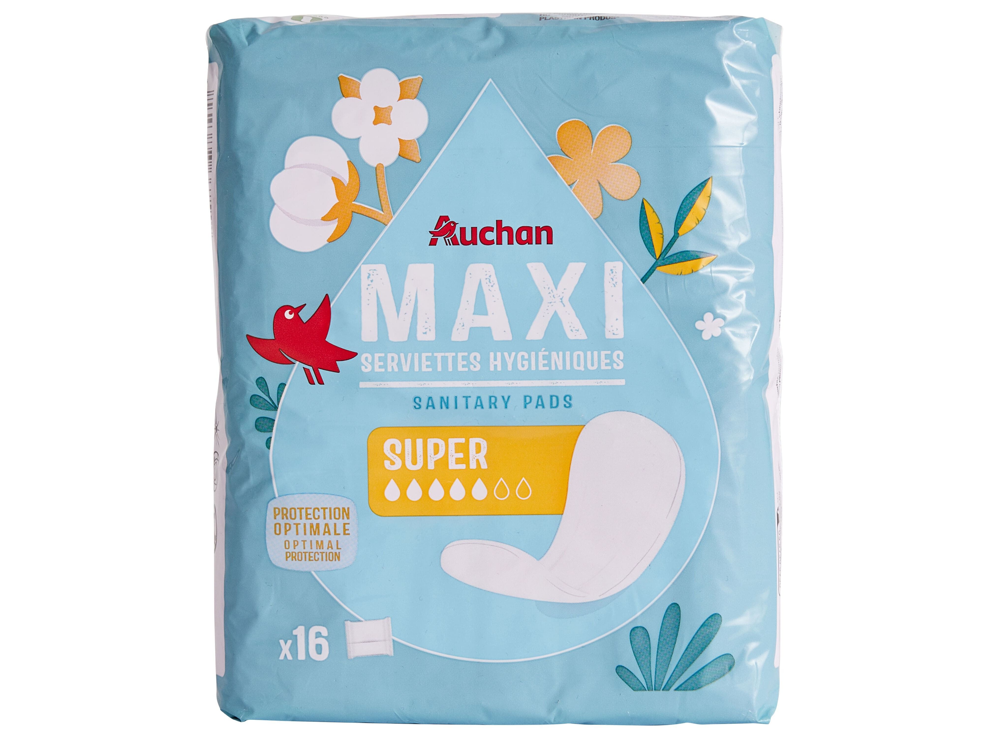 PENSOS HIGI&Eacute;NICOS AUCHAN MAXI SUPER SEM ABAS BOLSA 16UN