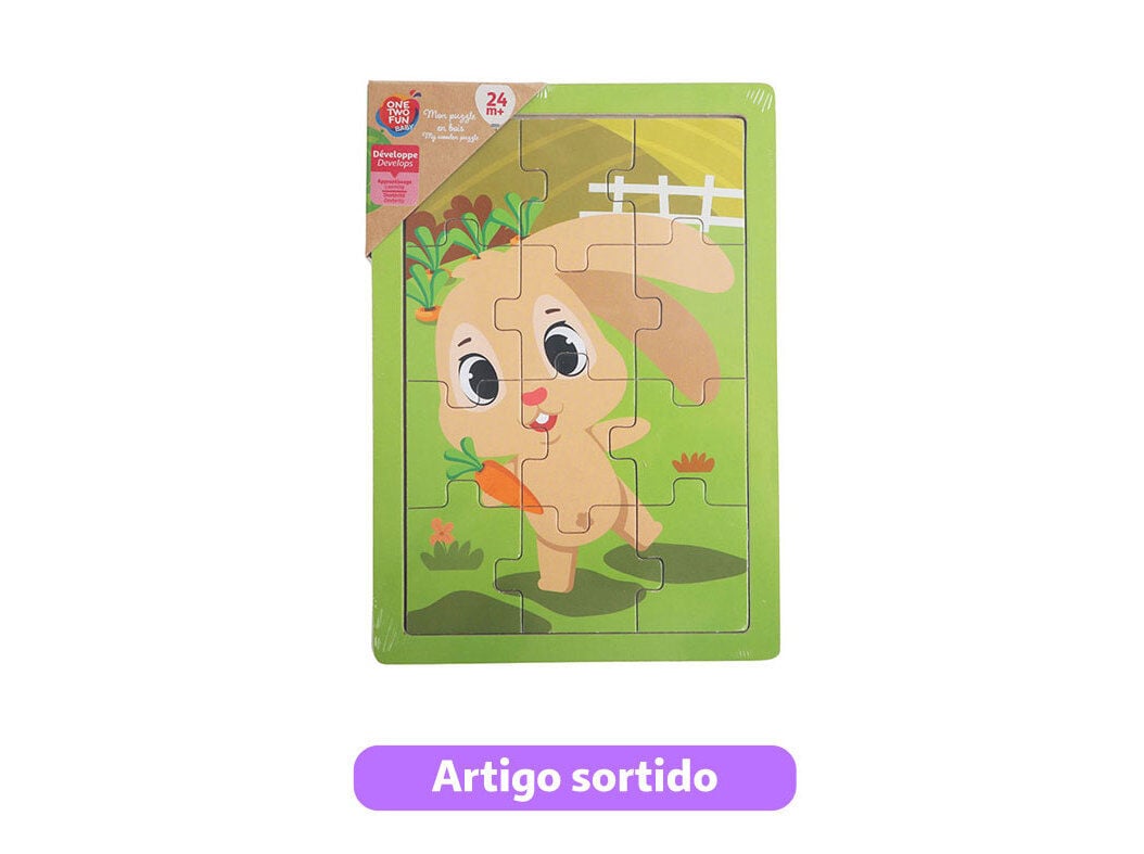 PUZZLE ANIMAIS ONE TWO FUN 12 PE&Ccedil;AS MODELOS SORTIDOS image number 4