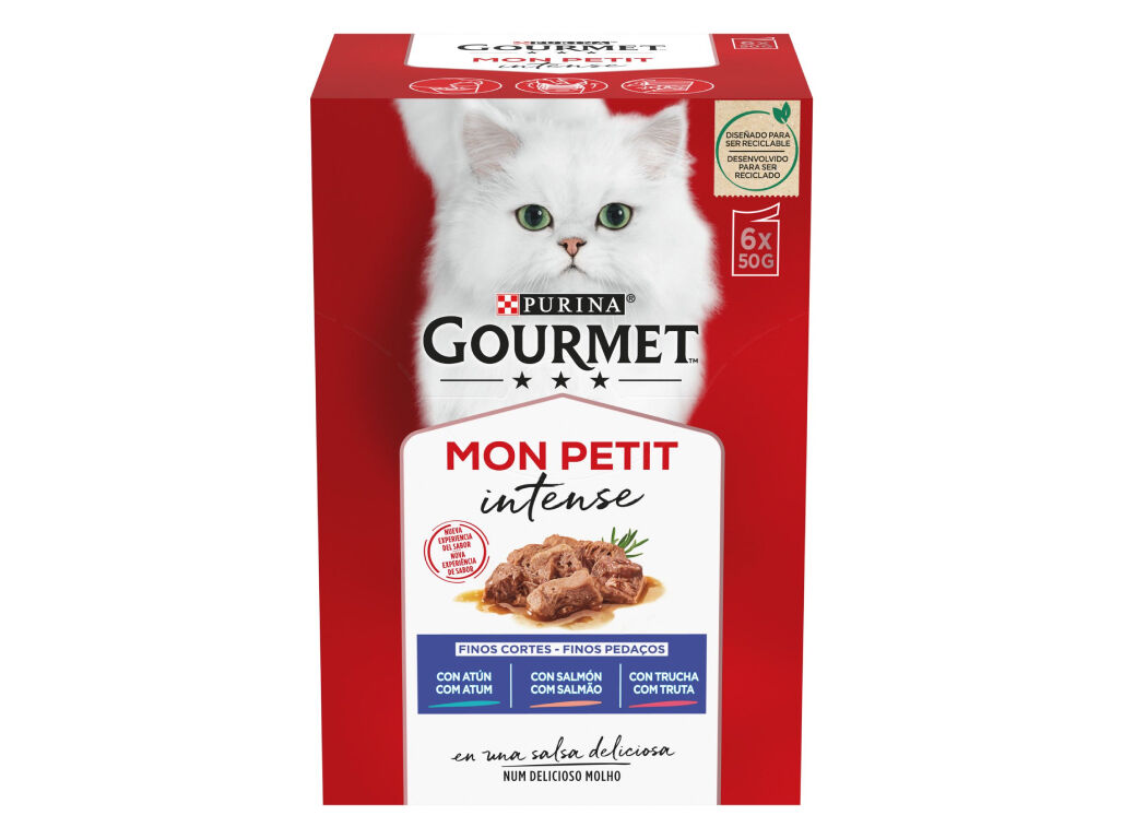 COMIDA H&Uacute;MIDA PARA GATO GOURMET MON PETIT COM PEIXE 6X50G image number 0