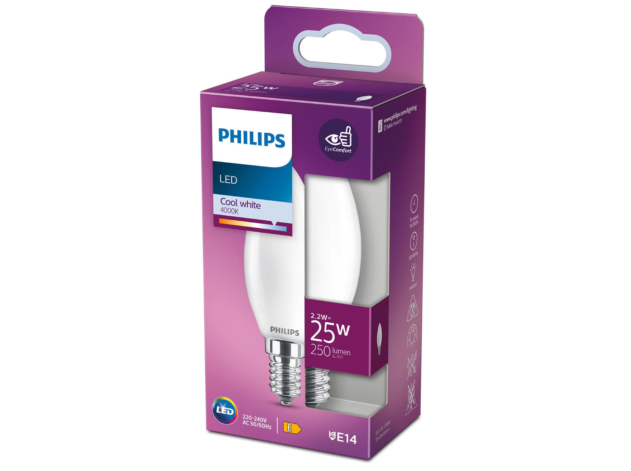 LEDS E14 CL&Aacute;SSICOS PHILIPS 4000K 25W image number 0