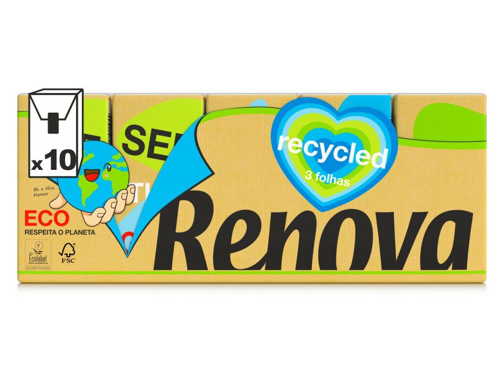 LEN&Ccedil;OS RENOVA DE PAPEL 100% RECICLADO 10UN