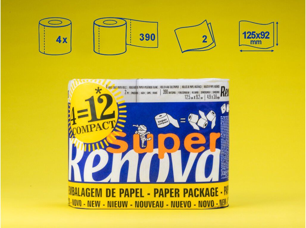 PAPEL RENOVA HIGI&Eacute;NICO SUPER COMPACT 4=12ROLOS image number 1