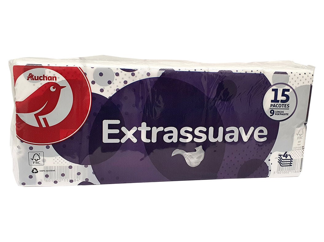 LEN&Ccedil;OS BOLSO AUCHAN EXTRASSUAVE 4 FOLHAS 15 UN