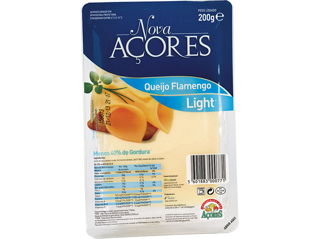 QUEIJO FLAMENGO NOVA A&Ccedil;ORES FATIADO LIGHT 200G