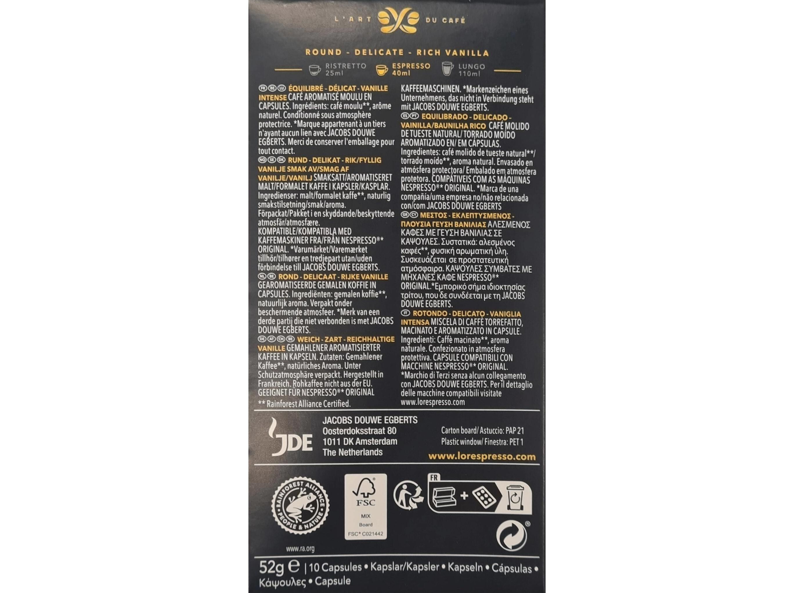 C&Aacute;PSULAS CAF&Eacute; L'OR BAUNILHA 10 UN image number 1