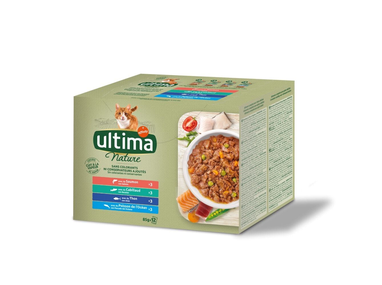 COMIDA H&Uacute;MIDA GATO ULTIMA NATURE SELE&Ccedil;&Atilde;O DE PEIXE 12X85G image number 0