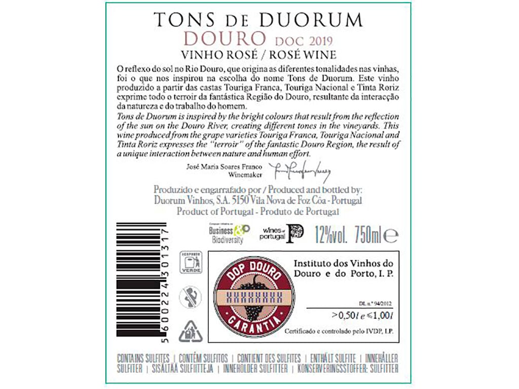 VINHO ROS&Eacute; TONS DUORUM DOURO 0.75L image number 1