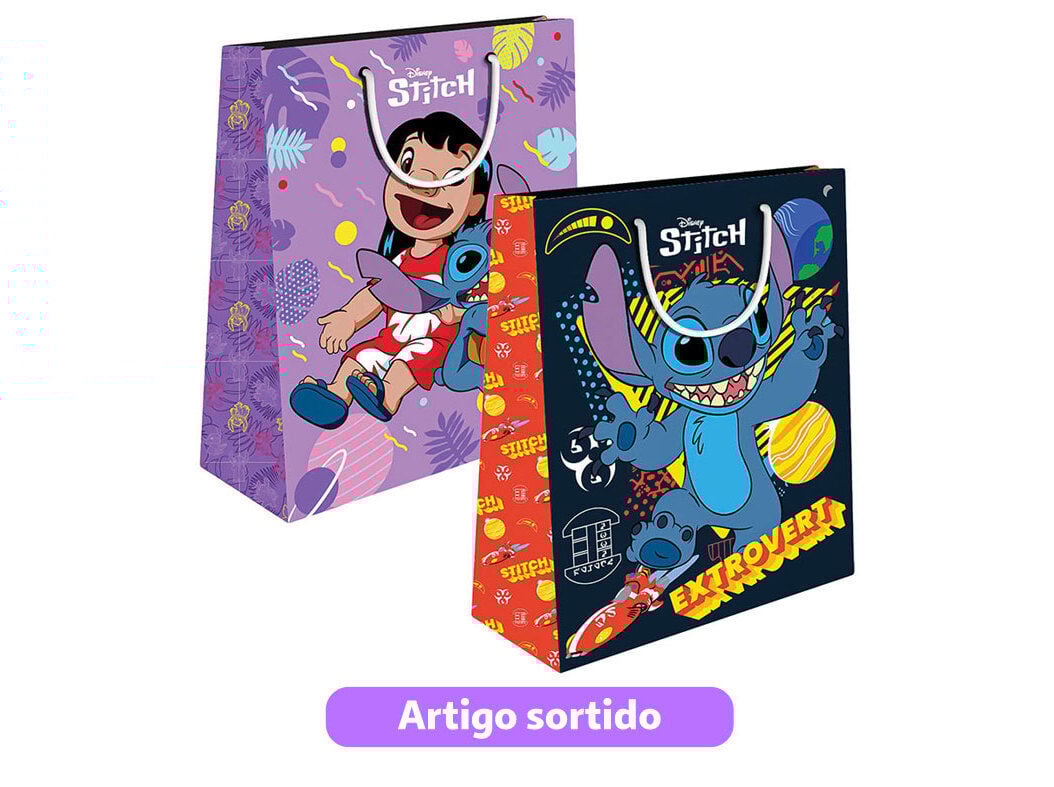 SACO PRESENTE STITCH 26X32X12 MEDIO MODELOS SORTIDOS