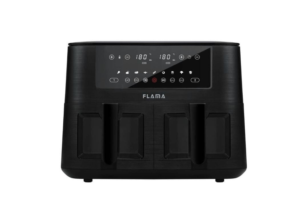 FRITADEIRA SEM &Oacute;LEO AIR FRYER FLAMA 698FL PRETA 2 CUBAS 8L