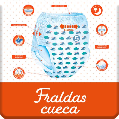 FRALDAS CUECA AUCHAN BABY T5 12-18KG 20UN
