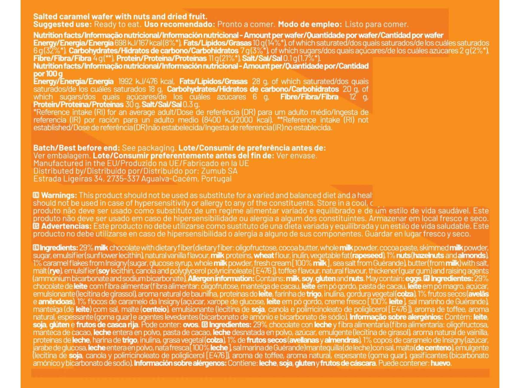 WAFER ZUMUB CARAMELO E FRUTOS SECOS 35G image number 1
