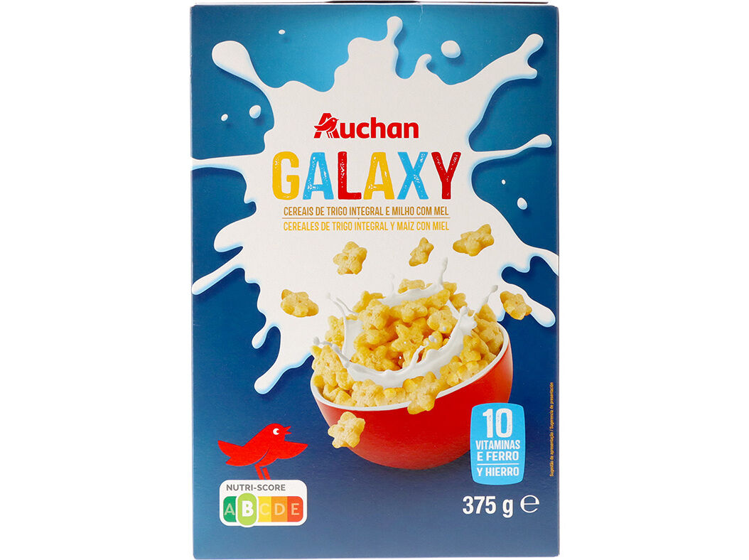 CEREAIS GALAXY AUCHAN TRIGO E MILHO C/MEL 375G