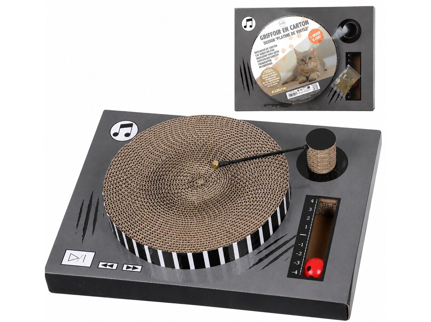 ARRANHADOR EM CART&Atilde;O PARA GATOS TOBRANDS DISCO VINIL 41X30X7CM image number 1