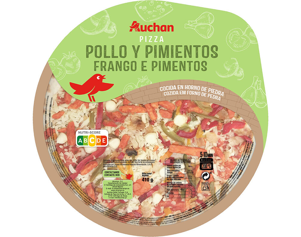 PIZZA FRANGO E PIMENTOS AUCHAN 410 G image number 0