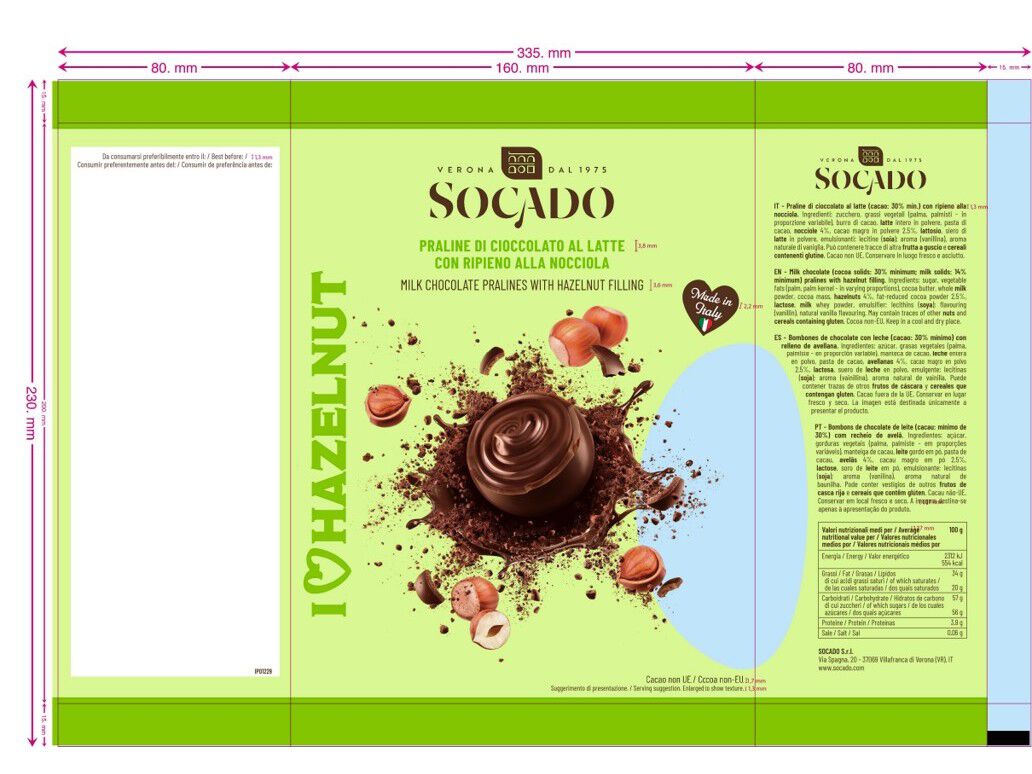 BOMBONS SOCADO I LOVE HAZELNUT 105G image number 1