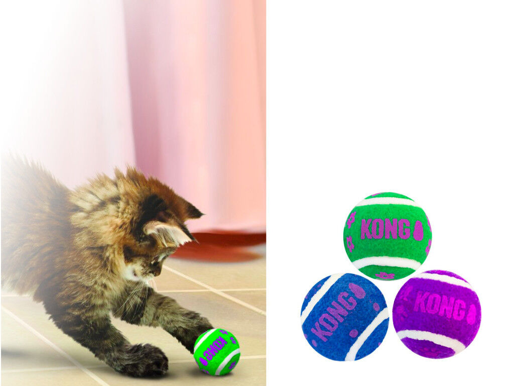 BRINQUEDO PARA GATO KONG BOLAS DE T&Eacute;NIS 3 UNIDADES