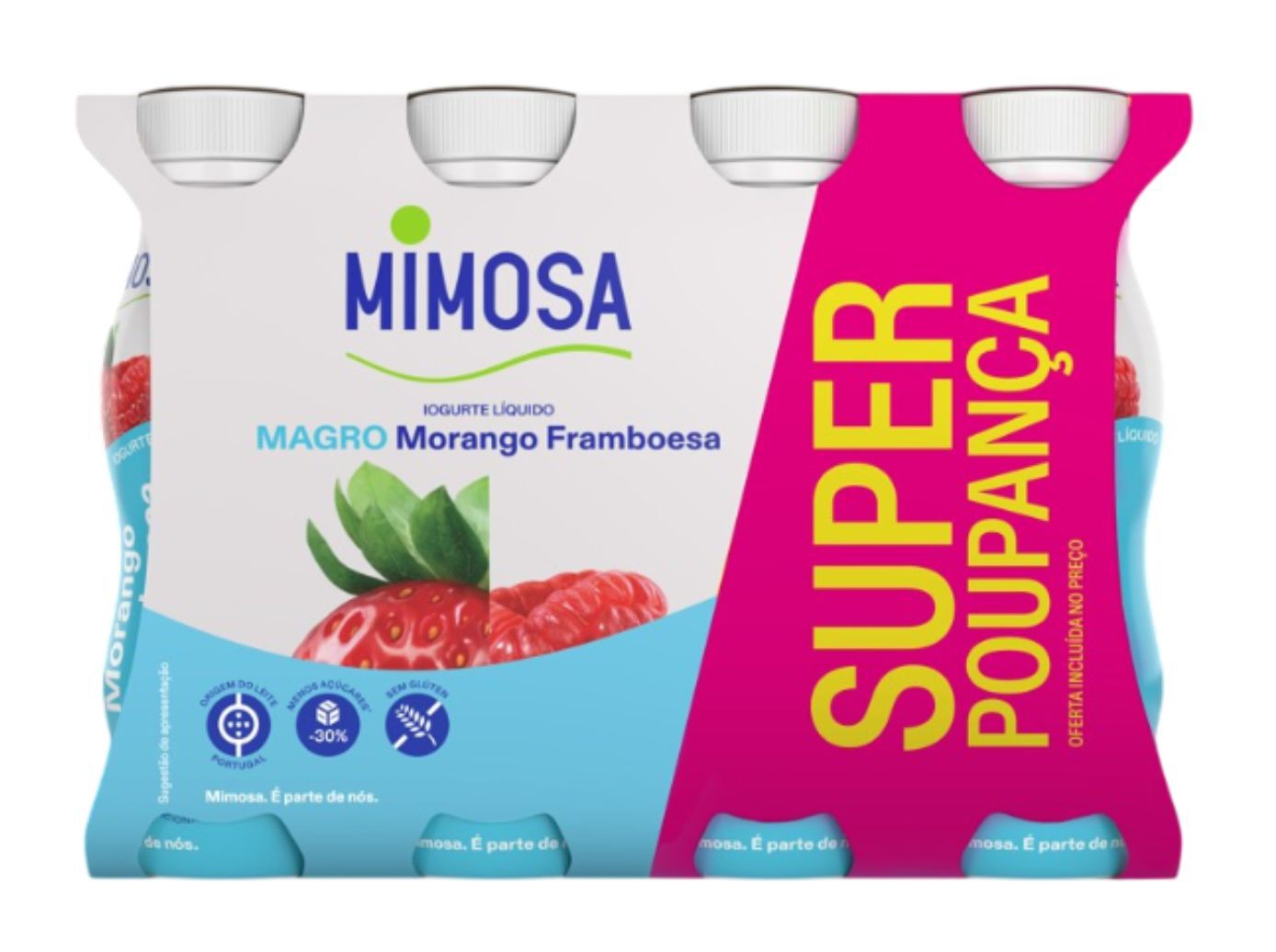 IOGURTE L&Iacute;QUIDO MAGRO MIMOSA MORANGO FRAMBOESA PACK POUPAN&Ccedil;A 8X151ML image number 1