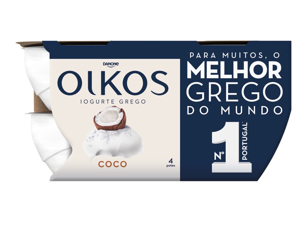 IOGURTE OIKOS GREGO COM PEDA&Ccedil;OS DE C&Ocirc;CO 4X110G