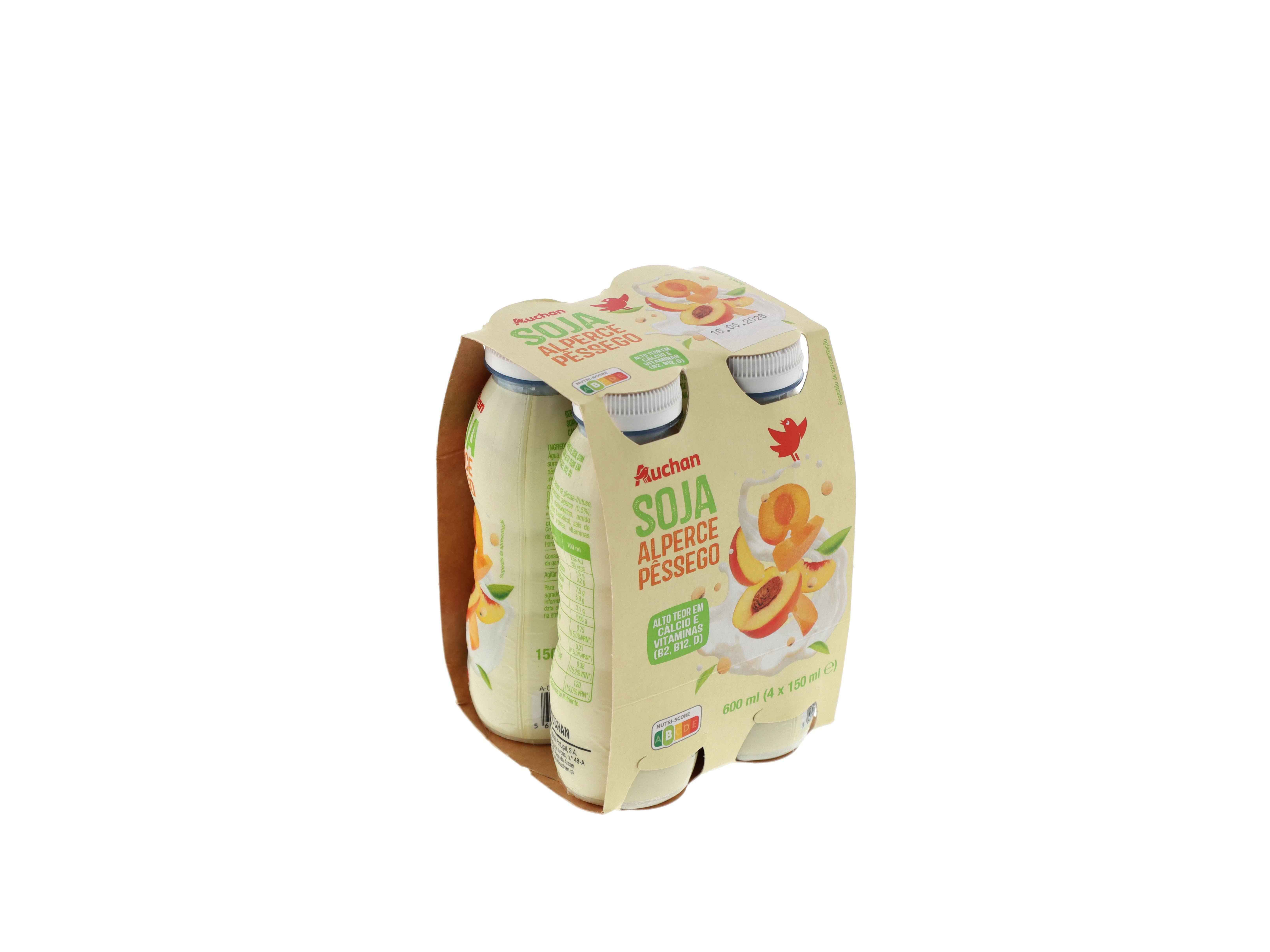 SOJAGURTE L&Iacute;QUIDO AUCHAN ALP&Ecirc;RCE/P&Ecirc;SSEGO 4X150 ML image number 1
