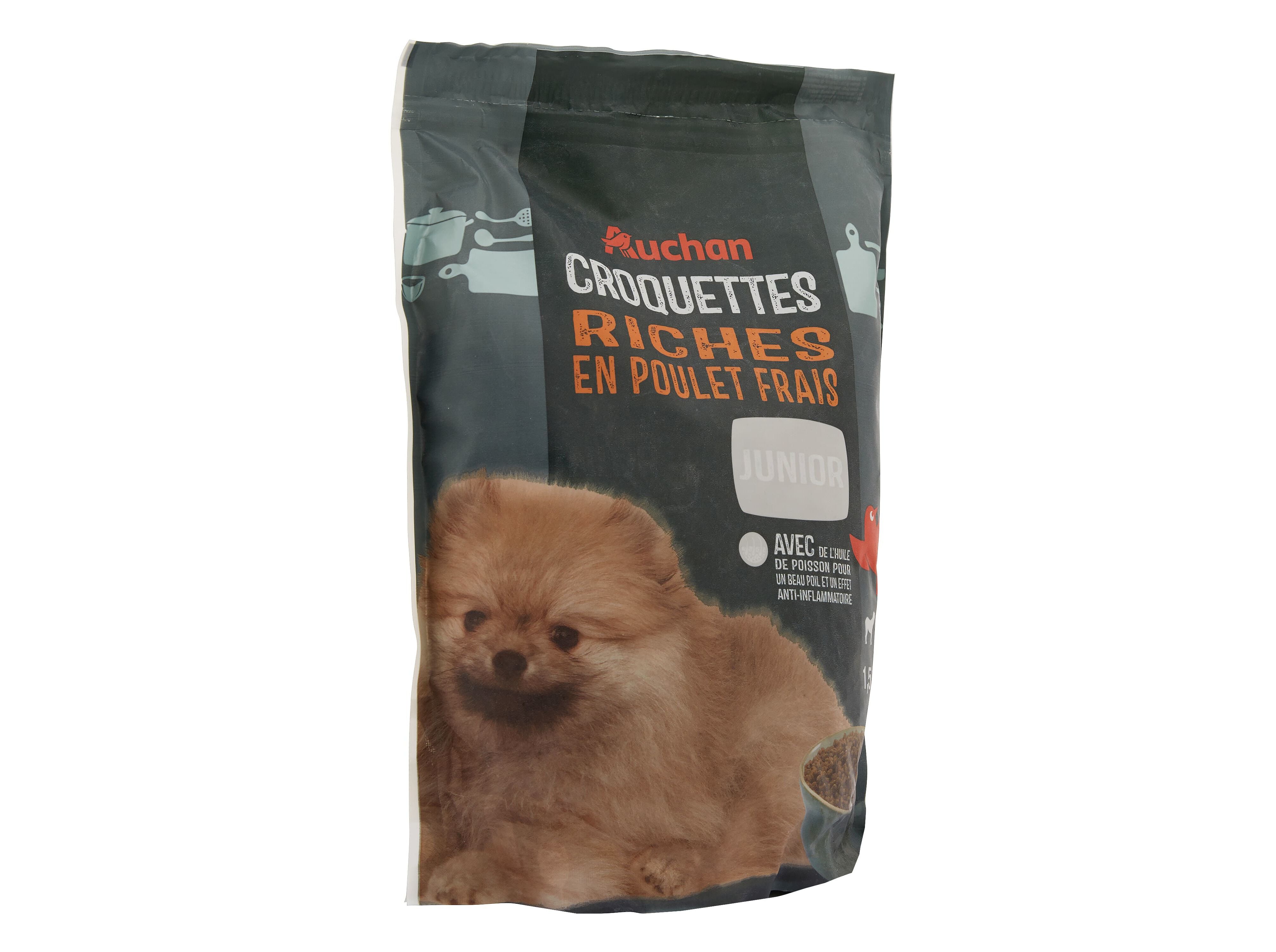 RA&Ccedil;&Atilde;O PARA C&Atilde;O J&Uacute;NIOR AUCHAN RA&Ccedil;AS PEQUENAS RICO EM FRANGO FRESCO E ARROZ 1.5KG image number 1