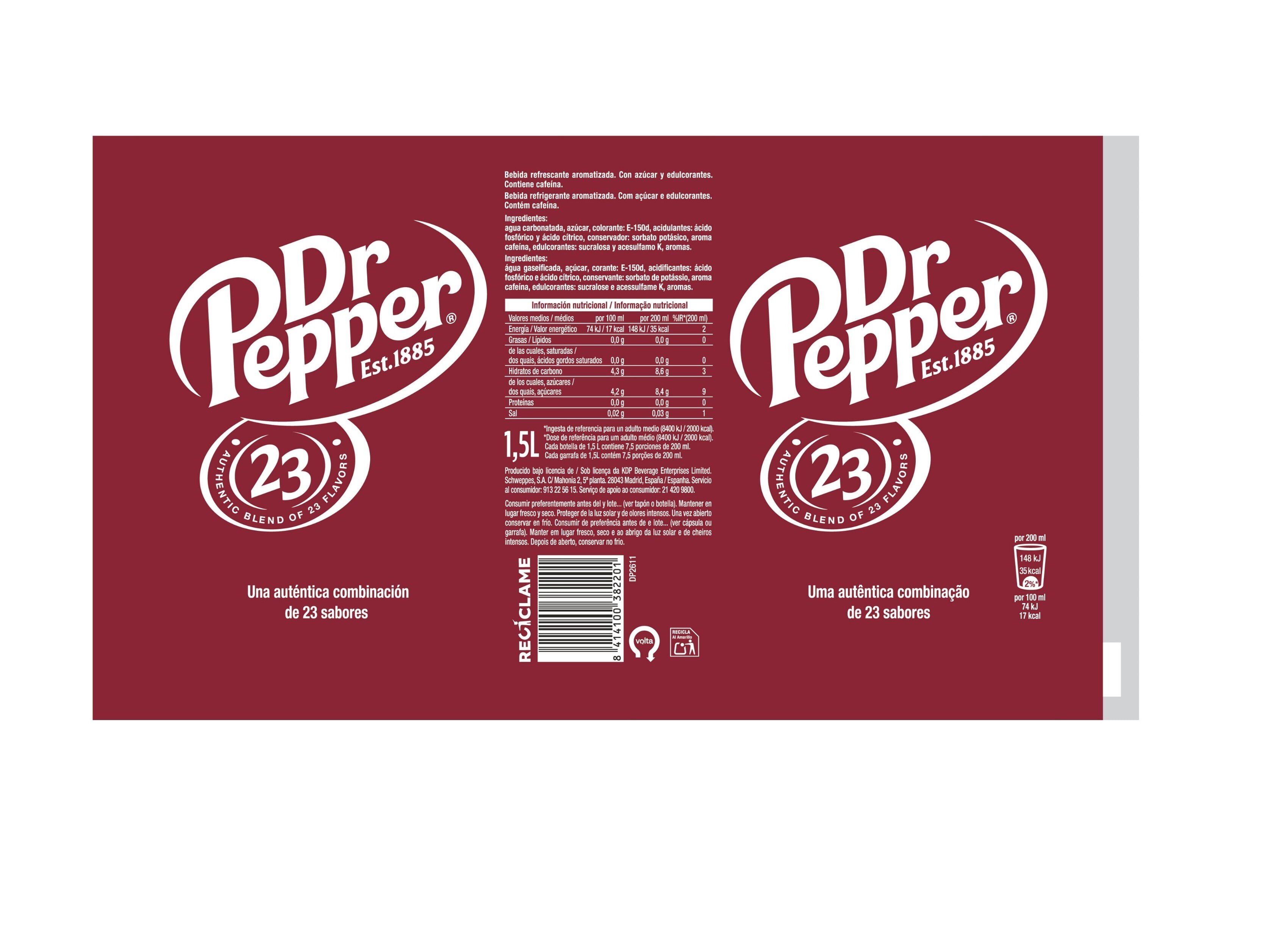 REFRIGERANTE C/ G&Aacute;S DR PEPPER AUTHENTIC 1.5L (SDR) image number 1