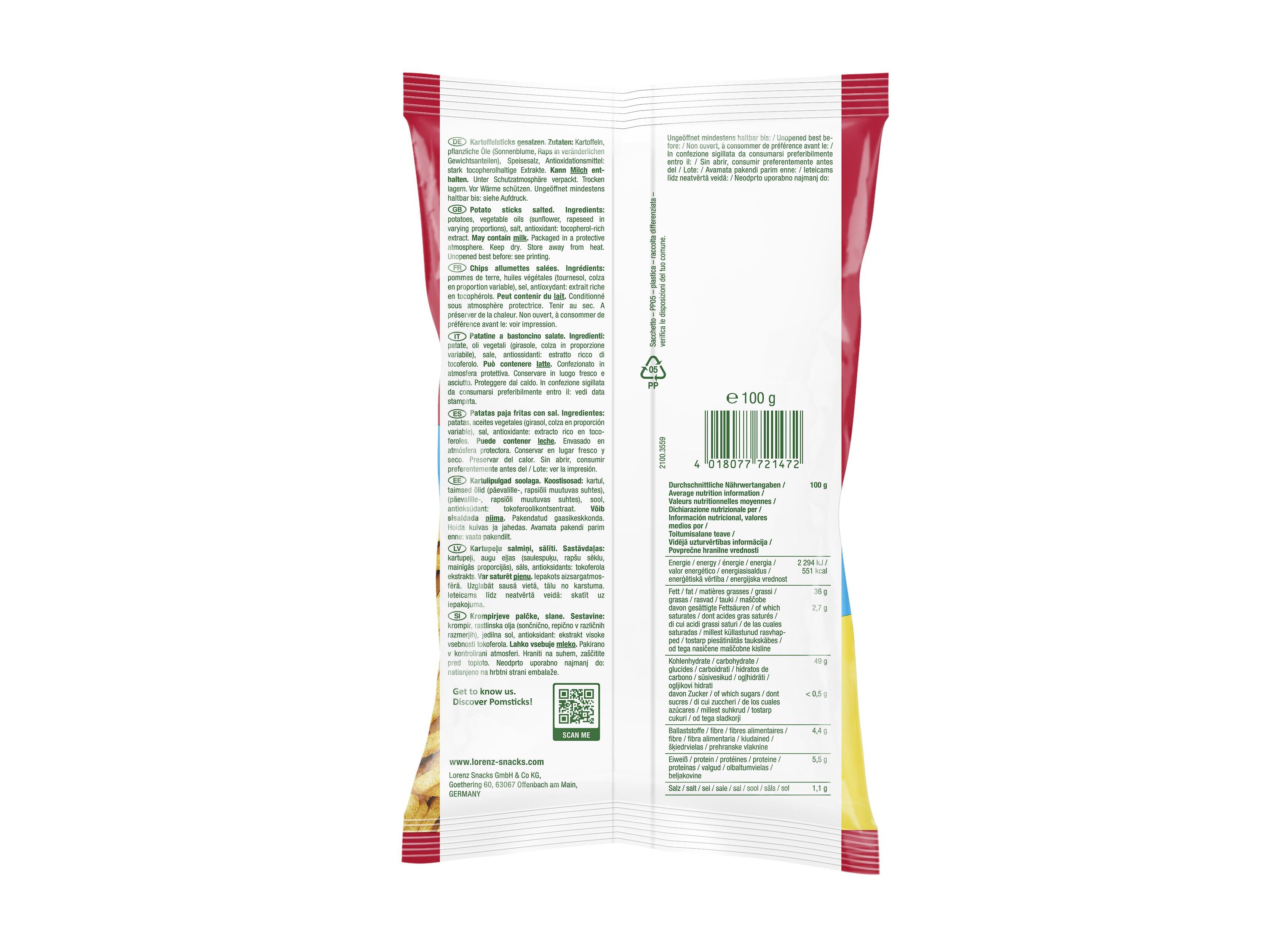 BATATAS FRITAS LORENZ POMSTICKS 100G image number 1