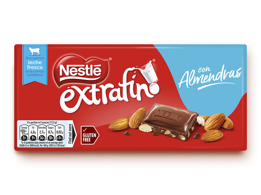 TABLETE NESTL&Eacute; EXTRAFINO CHOCOLATE LEITE COM AM&Ecirc;NDOAS 123G