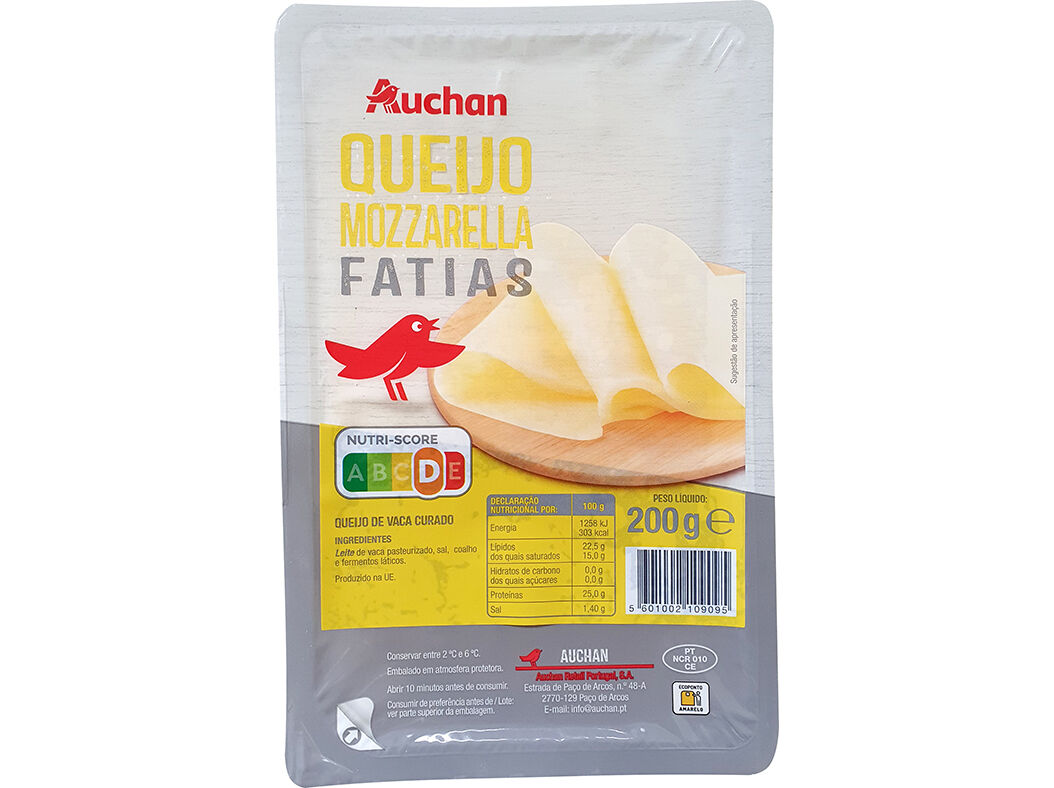 QUEIJO MOZZARELLA AUCHAN FATIAS 200 G