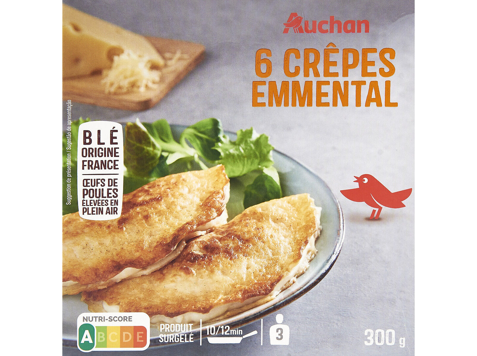 CREPES AUCHAN QUEIJO EMMENTAL 6UN 300G