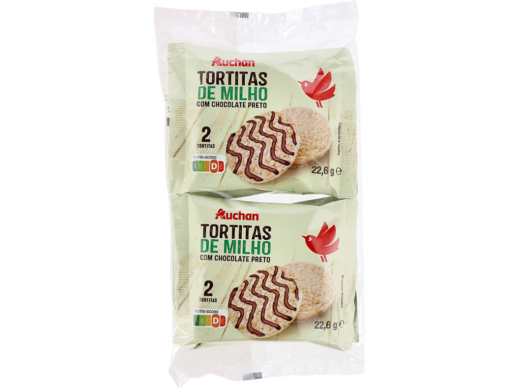 TORTITAS AUCHAN MILHO CHOCOLATE PRETO 4X22.6G