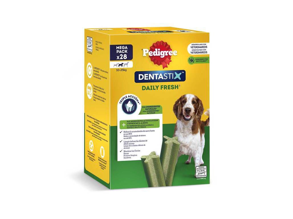 SNACKS PARA C&Atilde;O DENTASTIX PEDIGREE FRESH RA&Ccedil;A M&Eacute;DIA 720G 28 UNIDADES image number 0