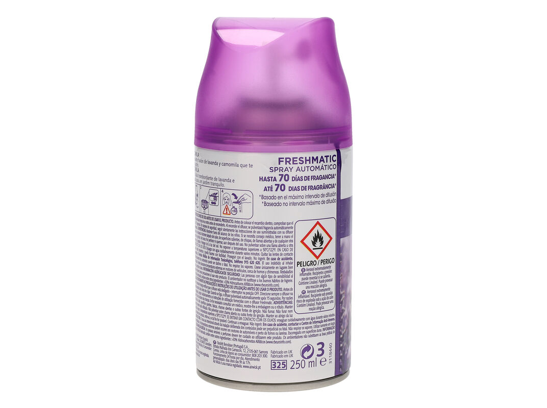 AMBIENTADOR RECARGA AIR WICK FRESHMATIC 2 WHITE BOUQUET + 1 LAVANDA 250ML image number 2