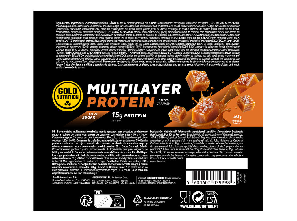 BARRA MULTILAYER GOLDNUTRITION PROT DARK SALTED CARAMEL 50G image number 1