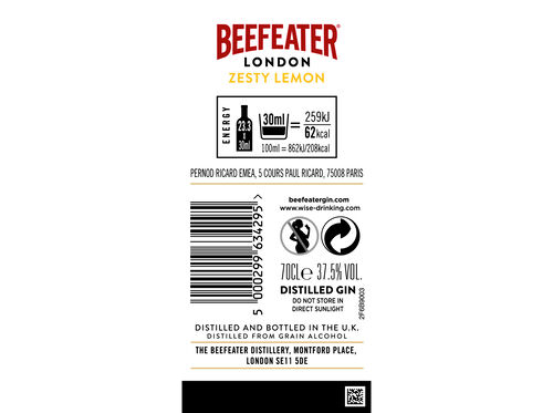 GIN BEEFEATER ZESTY LEMON 0.70L image number 1