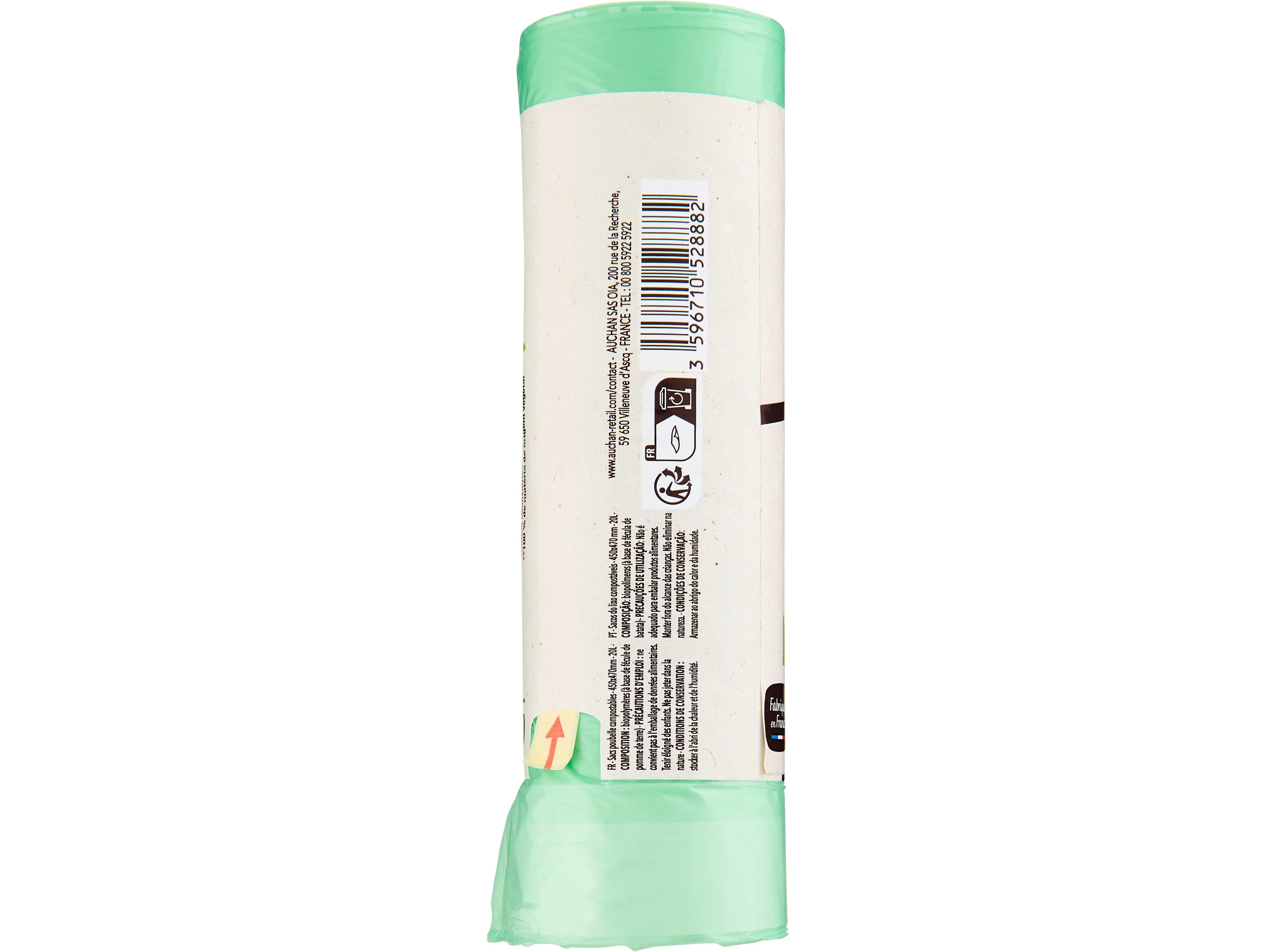 SACO LIXO COMPOST&Aacute;VEL AUCHAN BETTER LIFE 20L 15UN image number 1