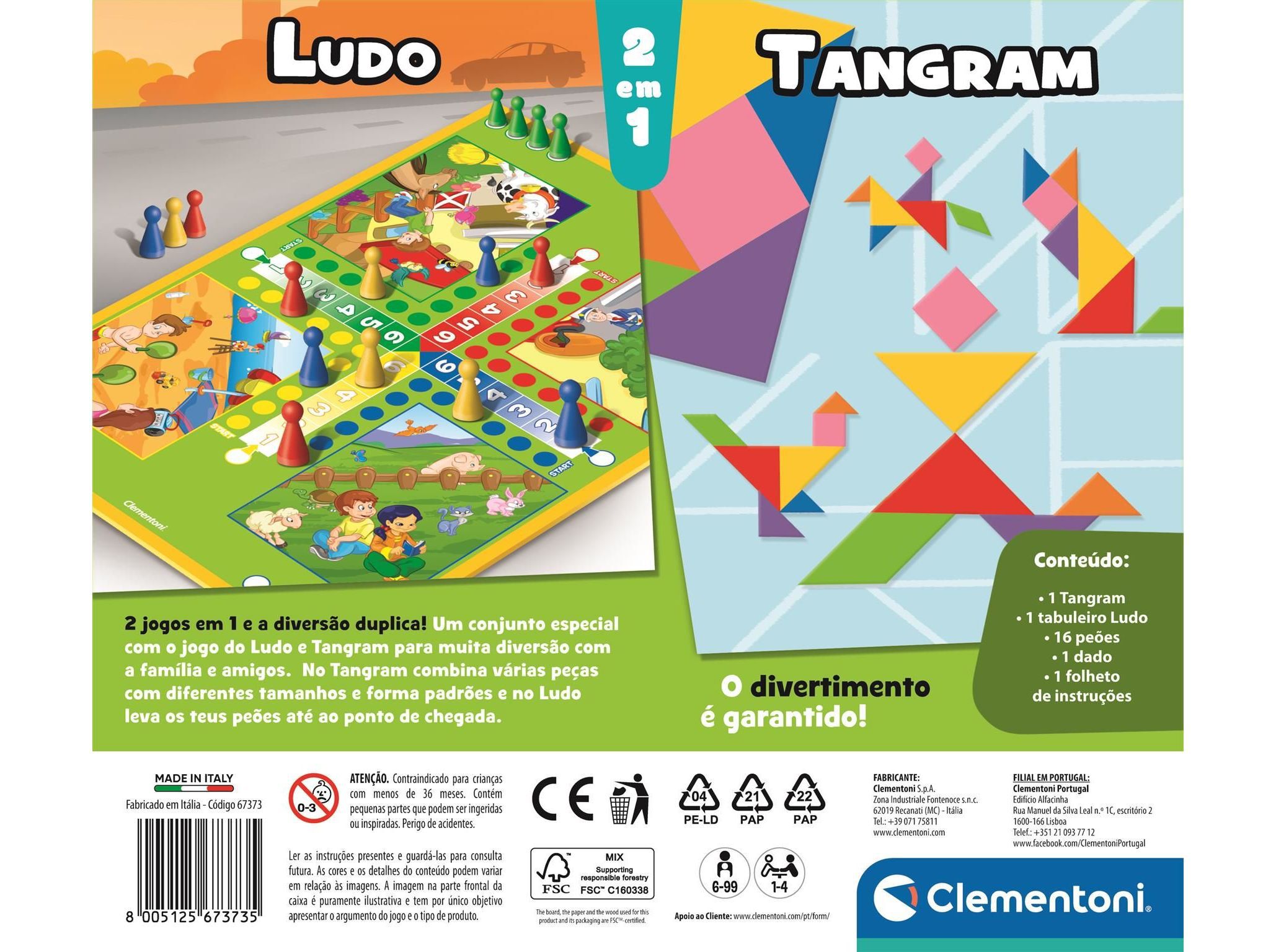 JOGO LUDO + TANGRAM CLEMENTONI image number 1