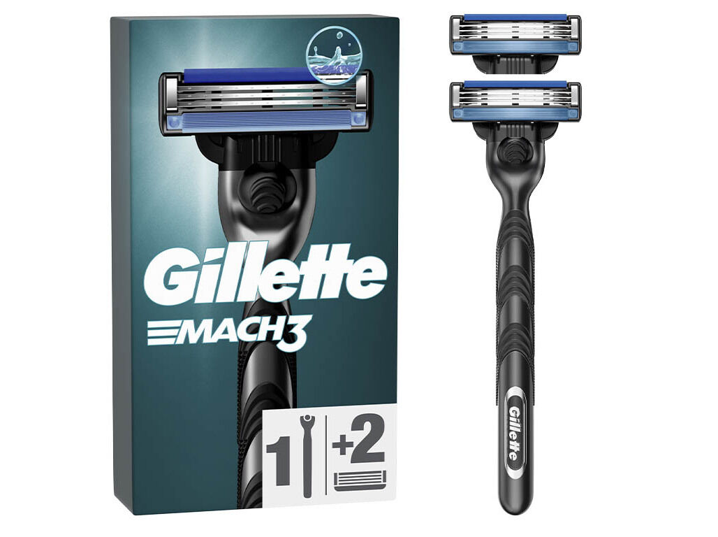 M&Aacute;QUINA DE BARBEAR COM 1 RECARGA DE L&Acirc;MINAS MACH3 GILLETTE