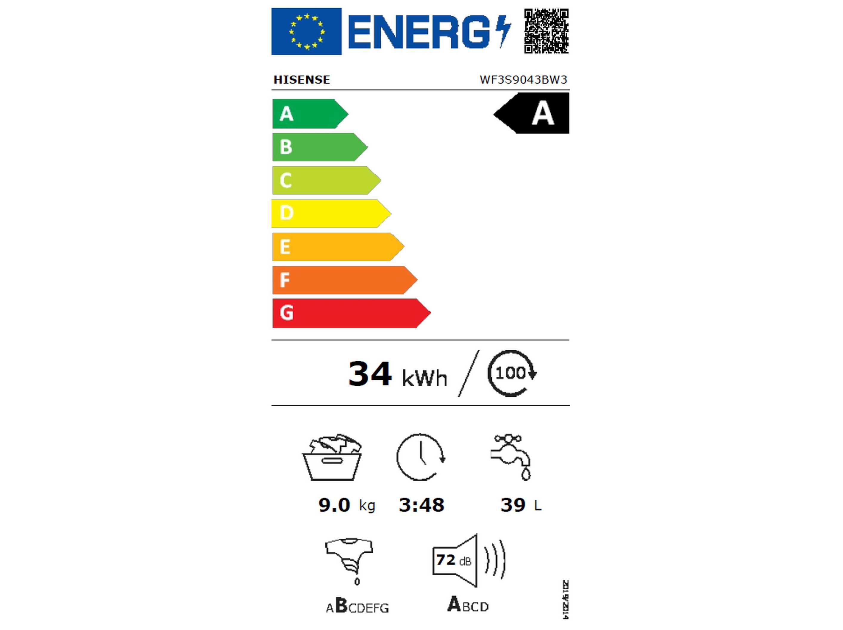 M&Aacute;QUINA DE LAVAR ROUPA HISENSE WF3S9043BW3 SERIE 3S - BRANCO A 9KG image number 6