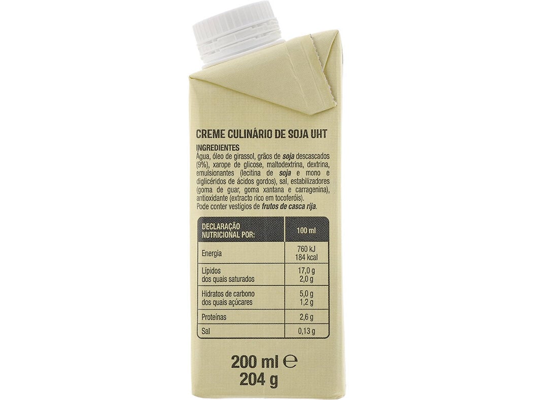 CREME CULIN&Aacute;RIO DE SOJA AUCHAN 200ML image number 1