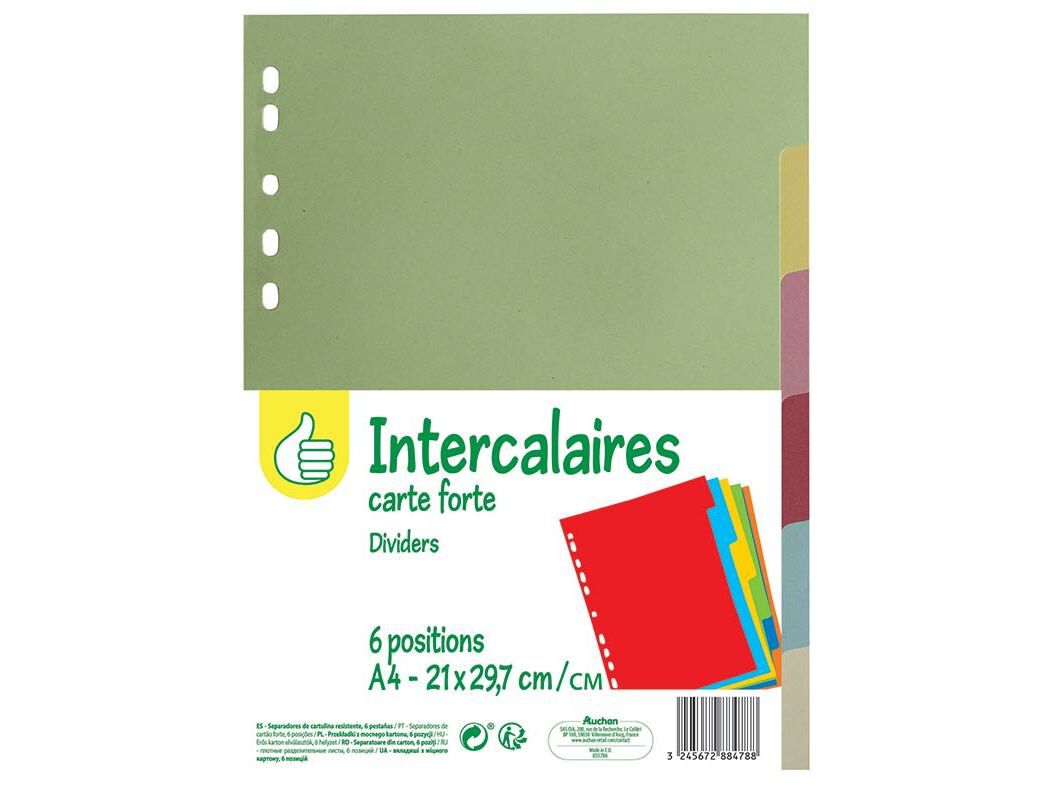 SEPARADORES A4 POLEGAR EM CART&Atilde;O 6 POSI&Ccedil;&Otilde;ES