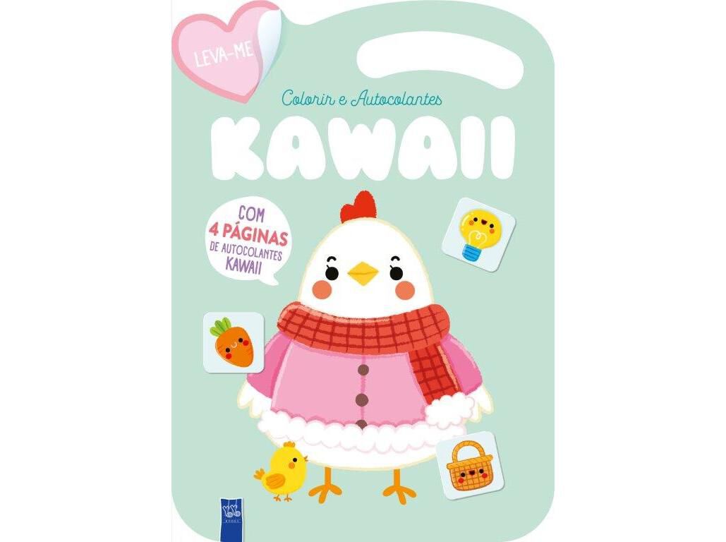 LIVRO LEVA-ME COLORIR E AUTOCOLANTES KAWAII - VERDE image number 0