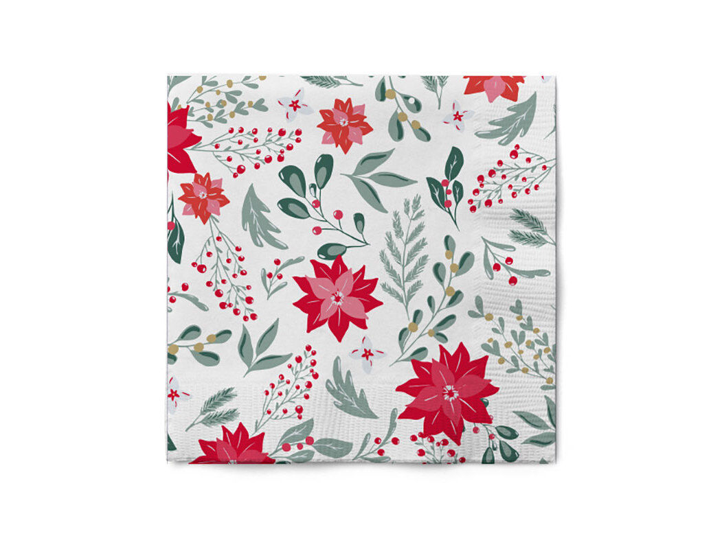 GUARDANAPOS FLORES ACTUEL NATAL 20 UNIDADES 33X33CM