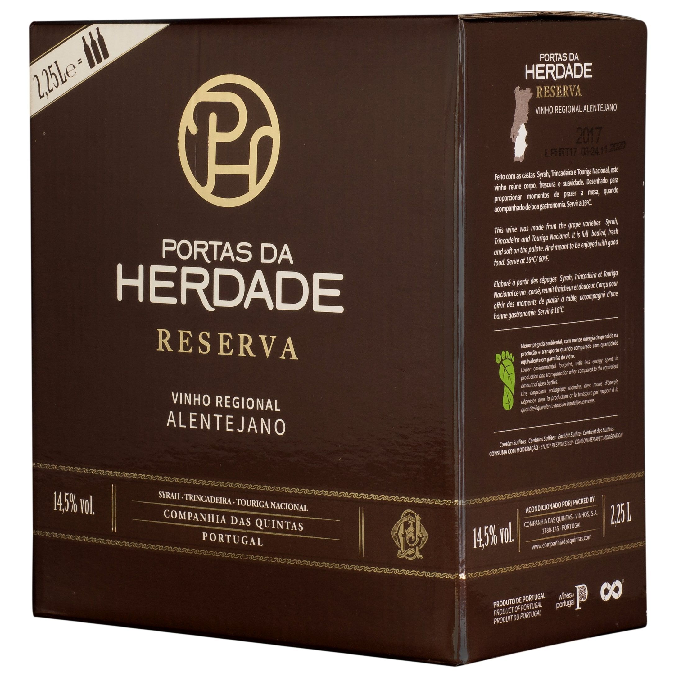 VINHO TINTO PORTAS DA HERDADE RESERVA ALENTEJO BAG IN BOX 2.25L image number 0