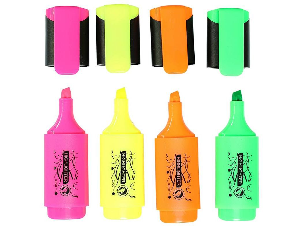 CONJUNTO DE 4 MINI SUBLINHADORES AUCHAN FLUORESCESTES image number 1