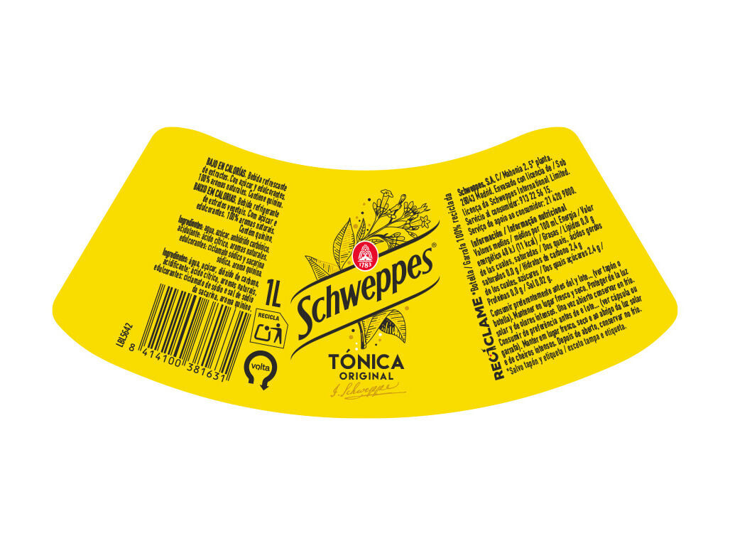 &Aacute;GUA T&Oacute;NICA SCHWEPPES 1L (SDR) image number 2