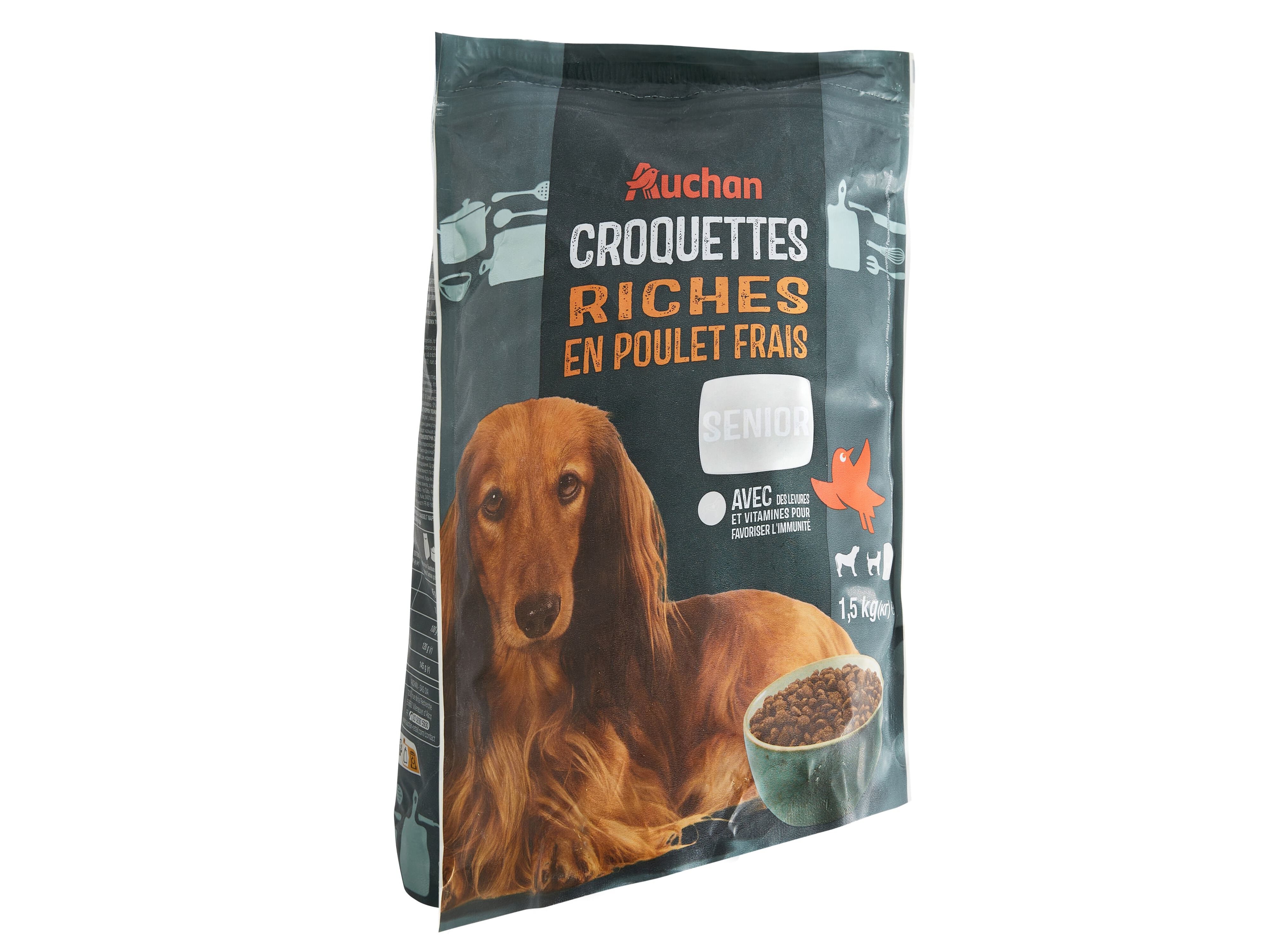 RA&Ccedil;&Atilde;O PARA C&Atilde;O S&Eacute;NIOR AUCHAN RA&Ccedil;AS PEQUENAS RICO EM FRANGO FRESCO 1.5KG image number 1