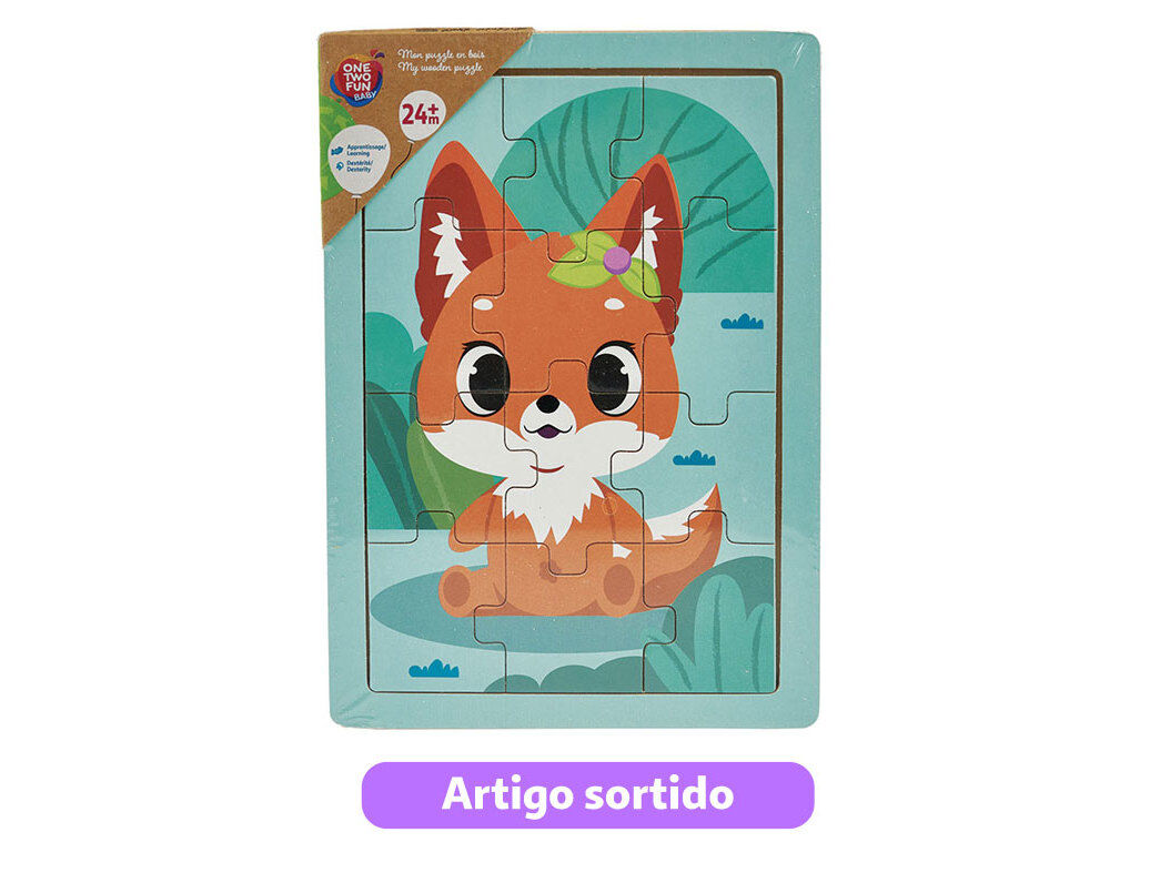PUZZLE ANIMAIS ONE TWO FUN 12 PE&Ccedil;AS MODELOS SORTIDOS