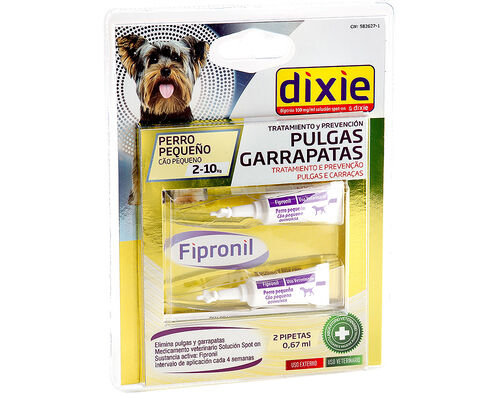 PIPETAS INSECTICIDAS DIXIE FIPRONIL SPOT ON CÃES 2 A 10KG 2X0.67ML image number 0
